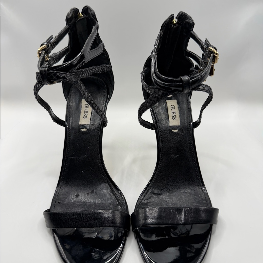 Guess Black Braided Strap Heels